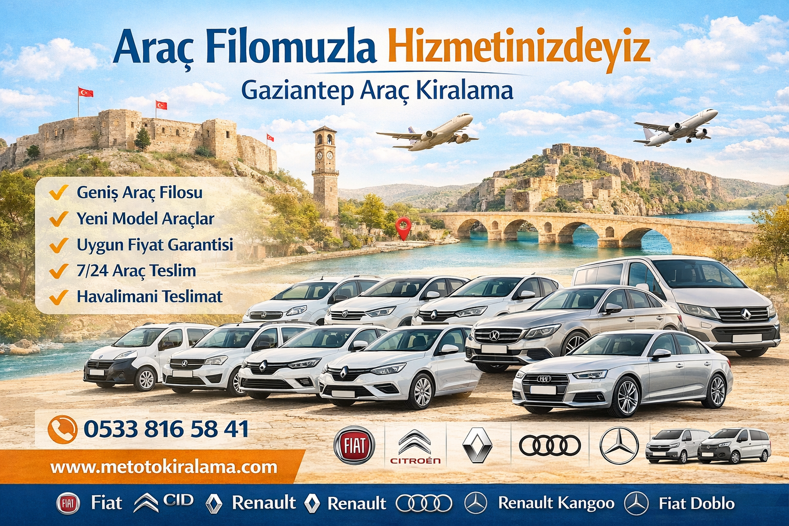 Araç Filomuzla Hizmetinizdeyiz  Gaziantep Araç Kiralama